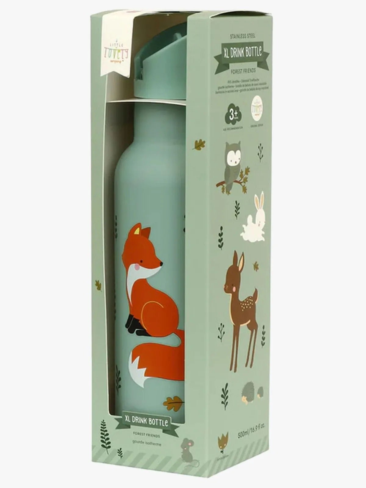 ALittleLovelyCompany Spisetid*A Little Lovely Company Stainless steel XL Drikkedunk, Forest friends Grøn