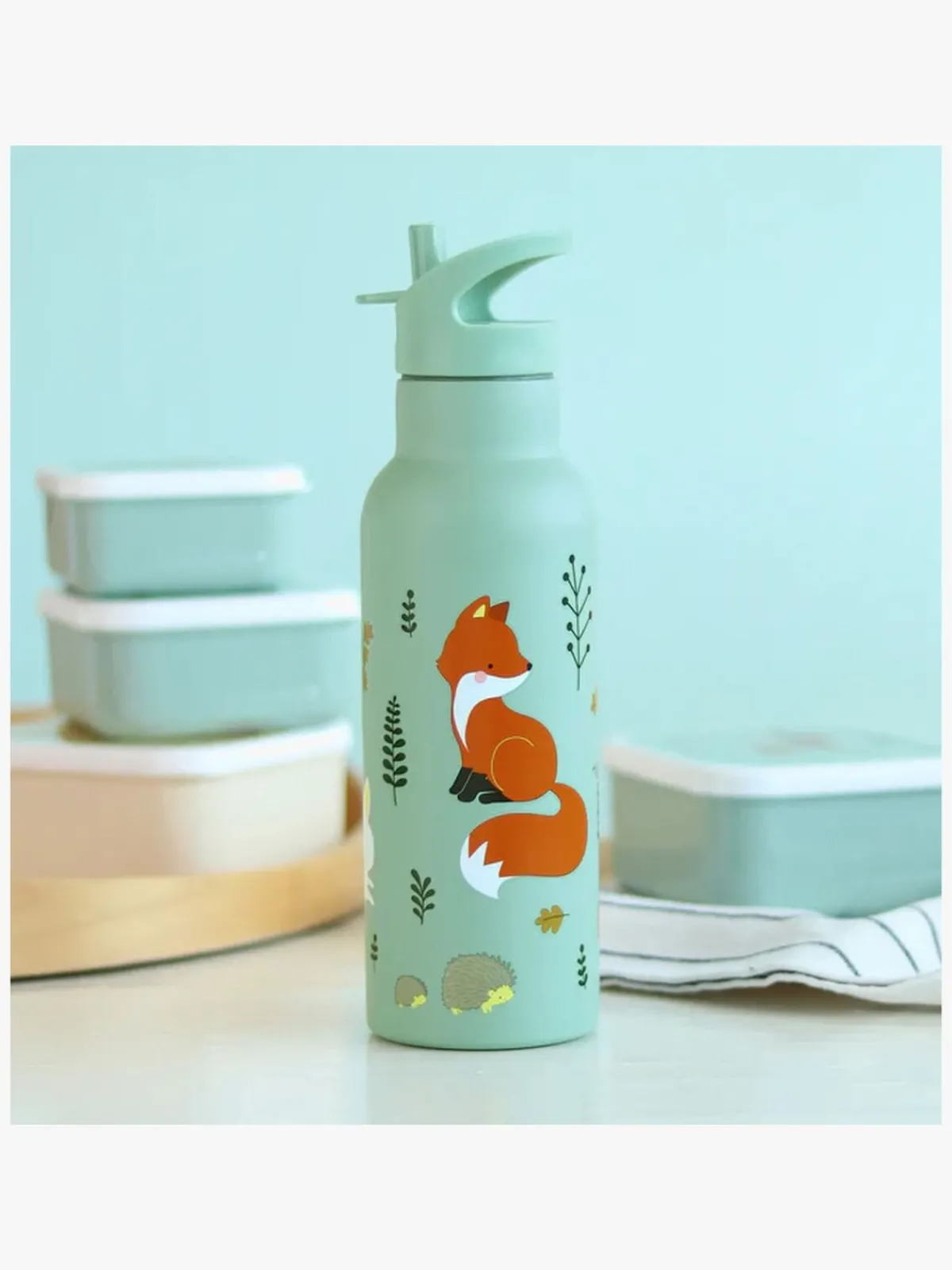 ALittleLovelyCompany Spisetid*A Little Lovely Company Stainless steel XL Drikkedunk, Forest friends Grøn