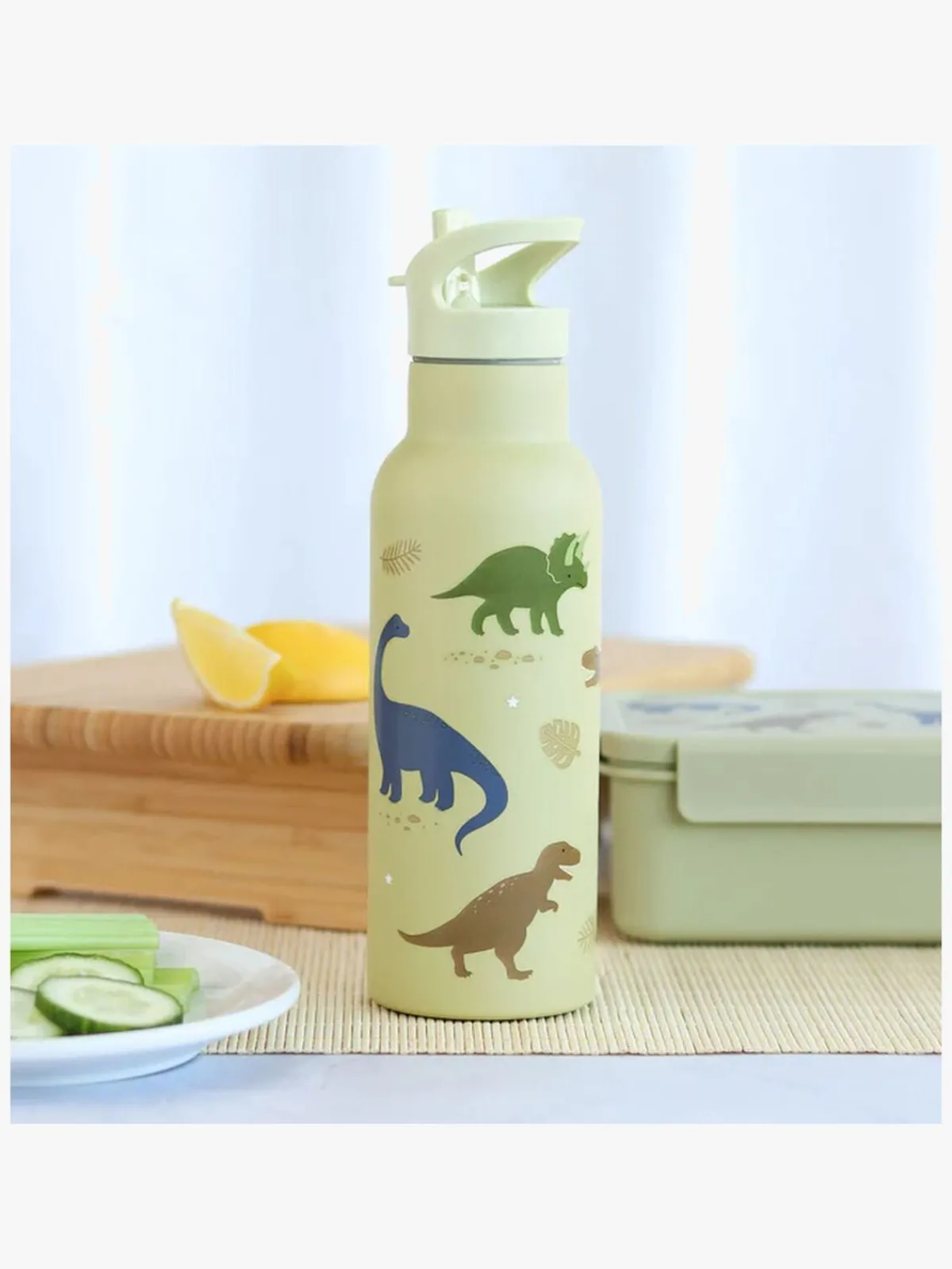 ALittleLovelyCompany Spisetid*A Little Lovely Company Stainless steel XL Drikkedunk, Dinosaurs Grøn