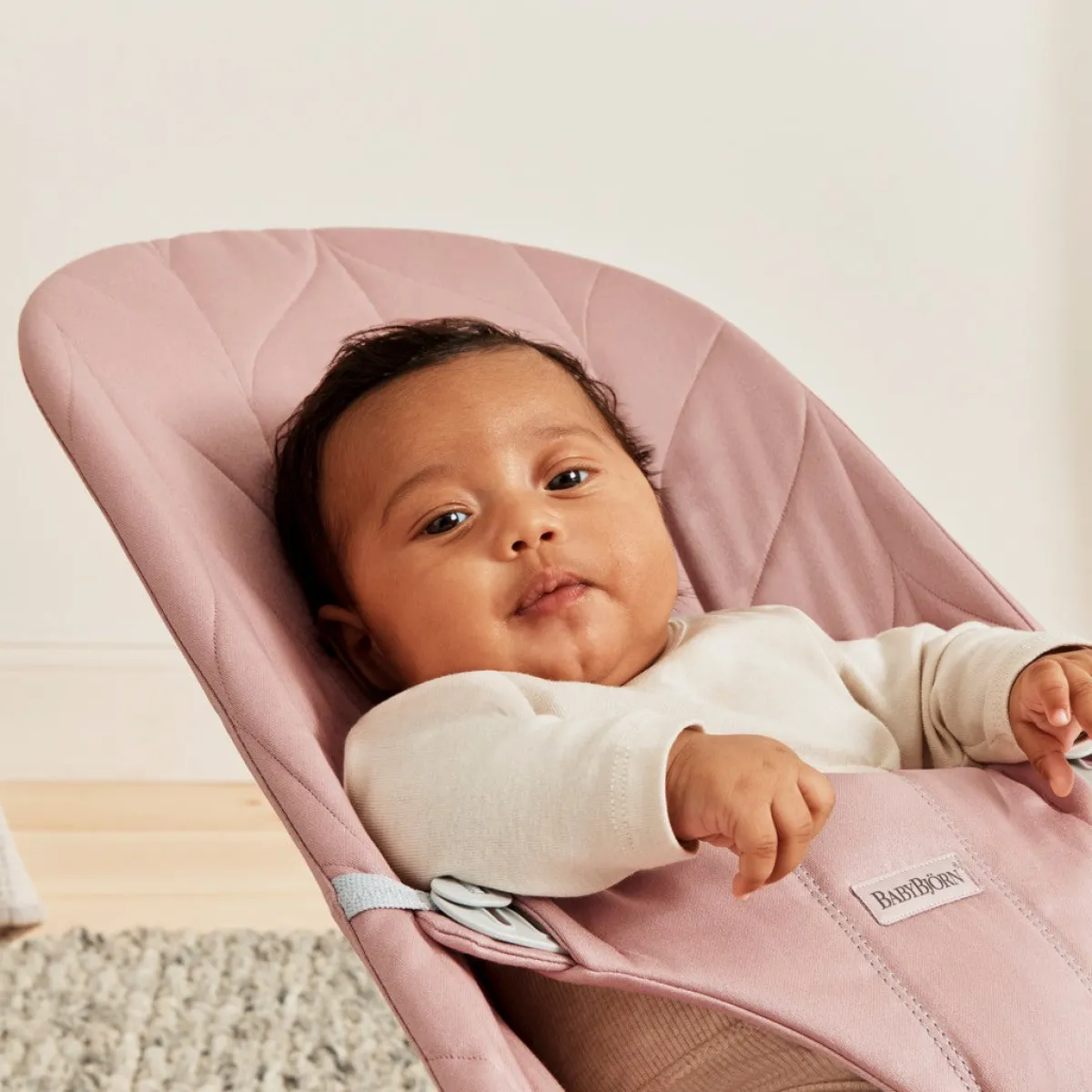 BABYBJORN BabyBjörn Bliss Skråstol Woven Bladmønstret Quilt, Gammelrosa