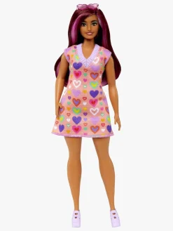 Barbie Dukker & Bamser*Fashionistas Dukke med Hjertemønstret Sweaterkjole Flerfarvet