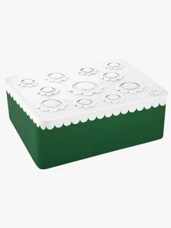 Blafre Spisetid>Madkasse Tre Rum Blomst, Hvid/Mørkegrøn