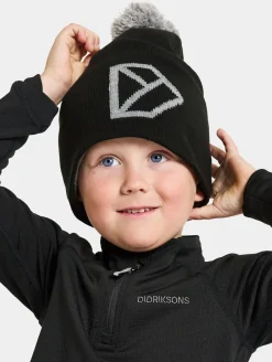Børn Didriksons Tilbehør|Vintertøj>Dropi Hue, Sort