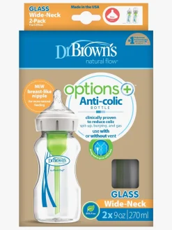 DrBrown Dr. Brown's Option+ Bred Hals Glasflaske 270 ml 2-pak