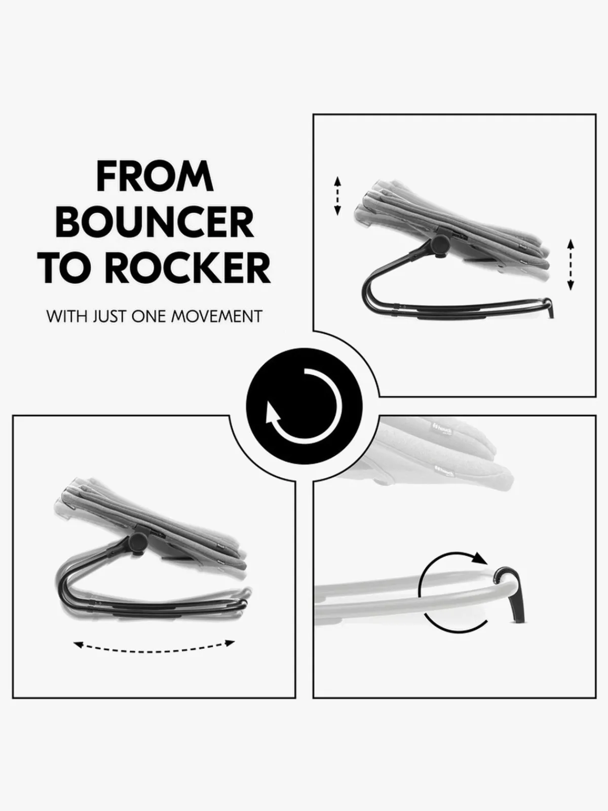 Hauck 3-i-1 Skråstol til Højstol, Dark Grey Melange