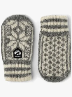 Børn Hestra Uldtøj|Tilbehør>Kid's Nordic Vanter, Grey/Offwhite