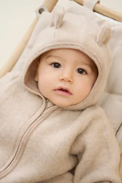 Huttelihut Uldtøj|Heldragter*Ulddragt med Ører, Camel Melange Brun