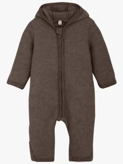 Huttelihut Uldtøj|Heldragter*Ulddragt med Ører, Brown Melange Brun