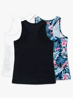 Hyperfied Sportstøj>Split Tank Top 3-pak, Black/White/Tropical Flower