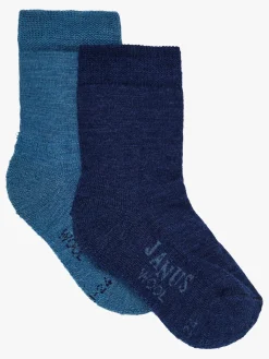 Børn Janus Undertøj|Uldtøj>Uldstrømper Merinoblanding 2-pak, Lyseblå