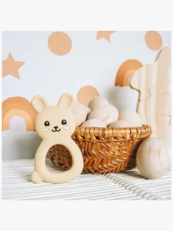 Jellystone Designs Babylegetøj* Kanin Bidering Silikone, Lysegrå Flerfarvet