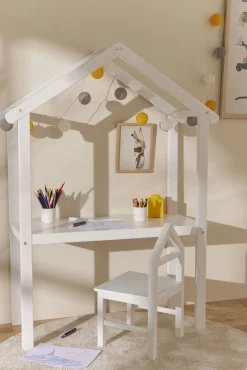 JLY Børnemøbler* Huset Skrivebord med Stol, Hvid