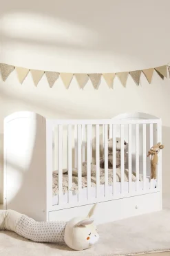 Børn JLY Børnesenge & Tilbehør>Tremmeseng m. Sengeskuffer, 124x60x90, Hvid