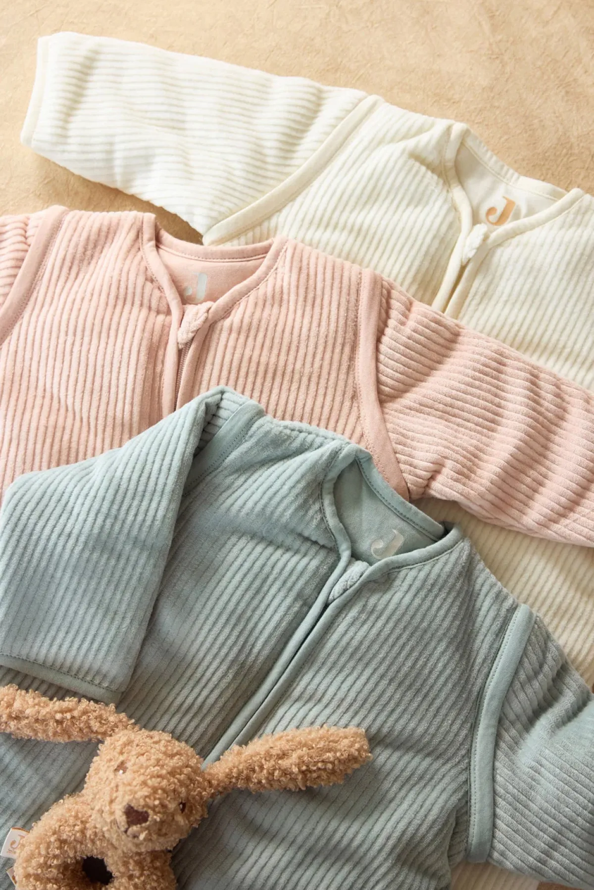 Børn Jollein Børnesenge & Tilbehør>Sovepose med Aftagelig Ærmer Rundt 70 cm, Rib Sea Green