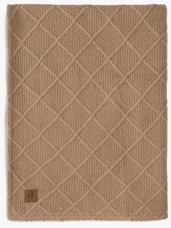 Børn Jollein Strikket Tæppe Ternet Mønster med Bamsefleece, Biscuit