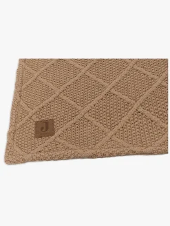 Børn Jollein Strikket Tæppe Ternet Mønster med Bamsefleece, Biscuit