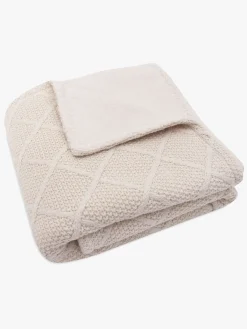 Jollein Interiør*Strikket Tæppe Ternet Mønster med Bamsefleece, Oatmeal Beige