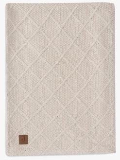 Jollein Interiør*Strikket Tæppe Ternet Mønster med Bamsefleece, Oatmeal Beige