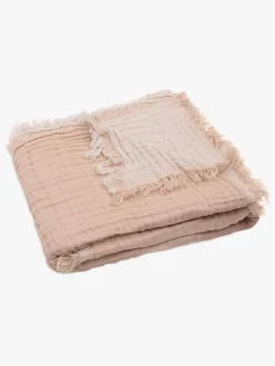 Jollein Interiør*Tæppe/ Stofble i Musselin Fringe, Moonstone/Ivory