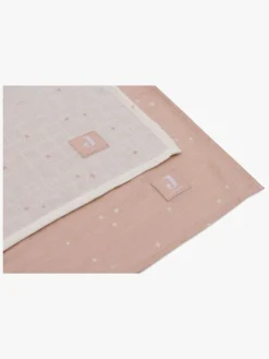 Jollein Stofbleer, Nusseklude & Babytæpper>Tæpper/ Stofbleer i Musselin Twinkling 2-pak, Off white/Wild Rose