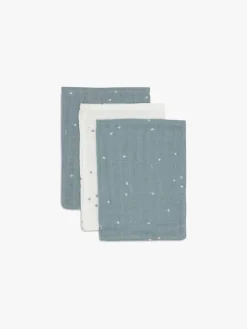 Jollein Pleje & Hygiejne>Vaskeklude Twinkling Musselin 3-pak, Sea Green