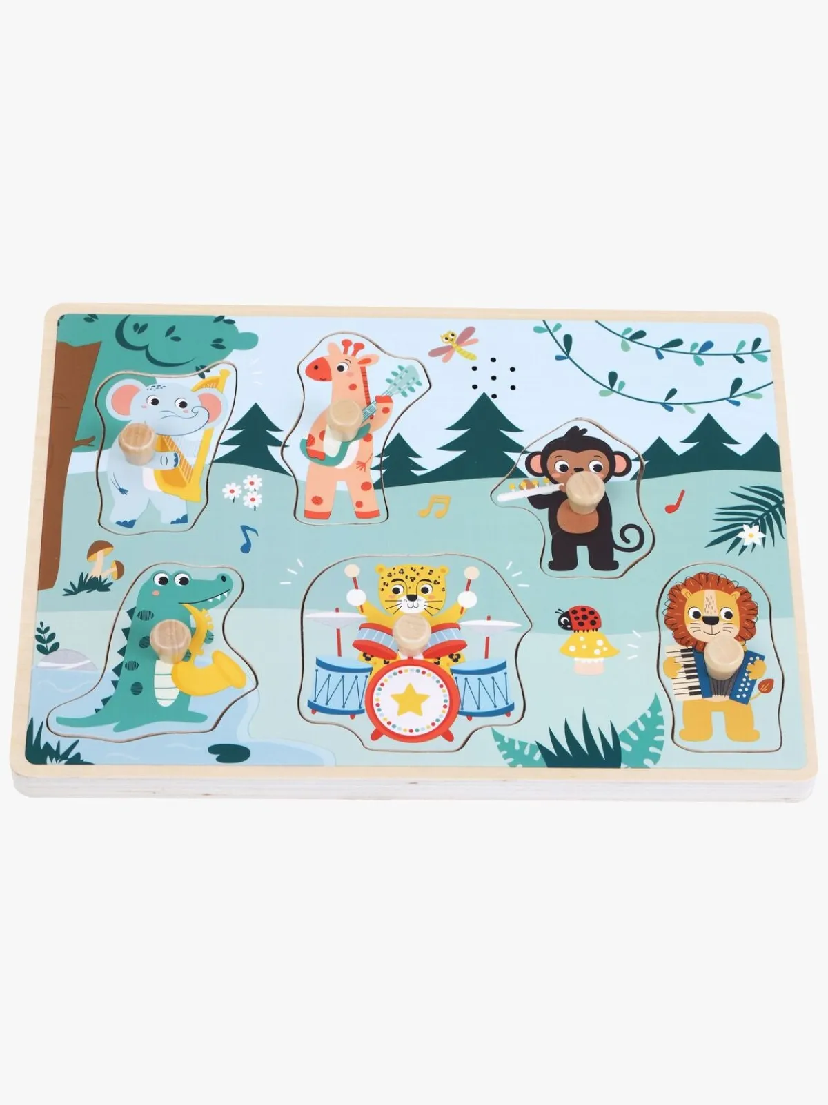 Kinder and Kids Spil & Puslespil>Knoppuslespil Vilde Dyr med Musik 6 Brikker