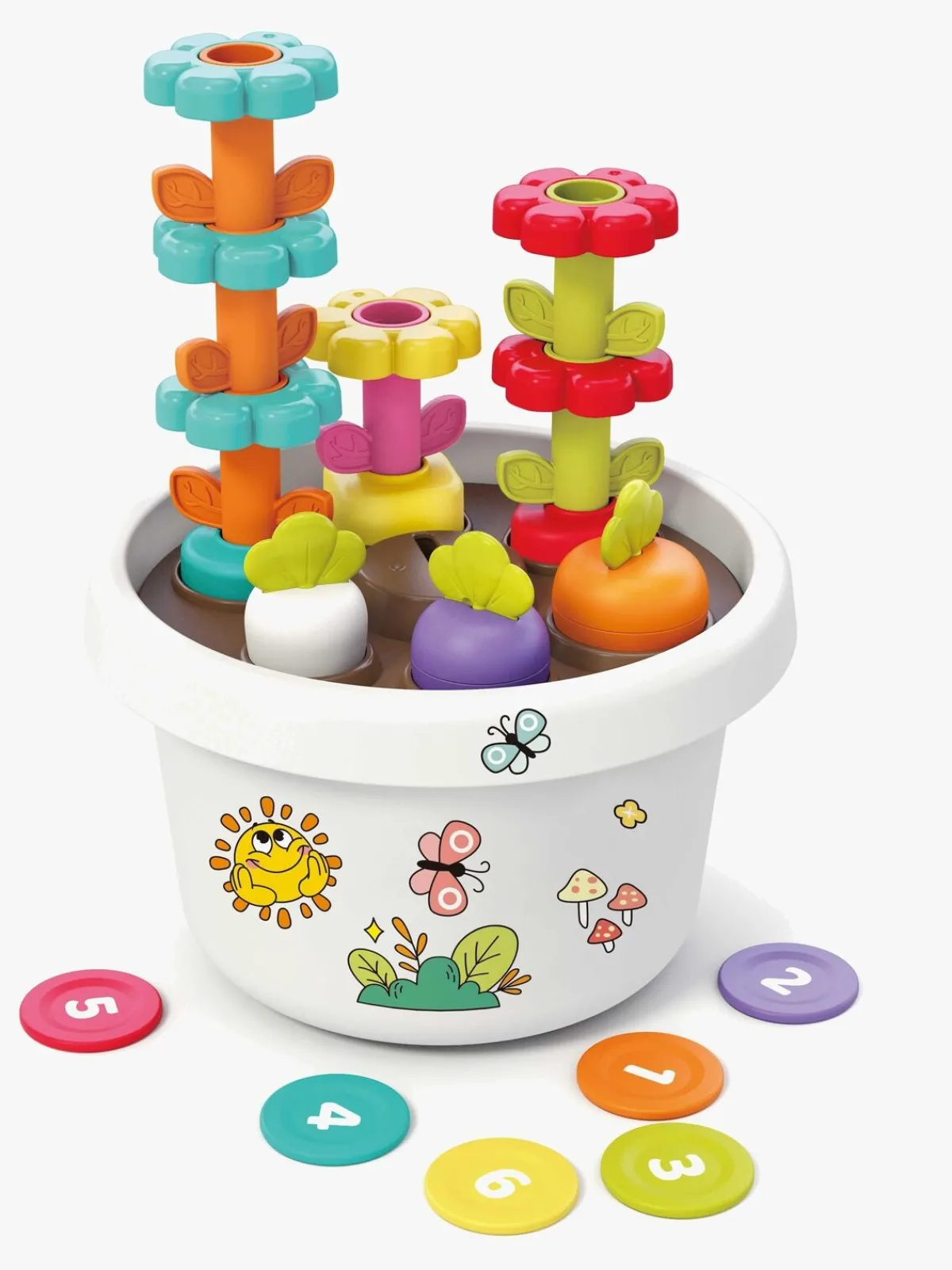 Kinder and Kids Babylegetøj*Montessorileg Kreativ Potte med Planter og Klistermærker, Multifarvet