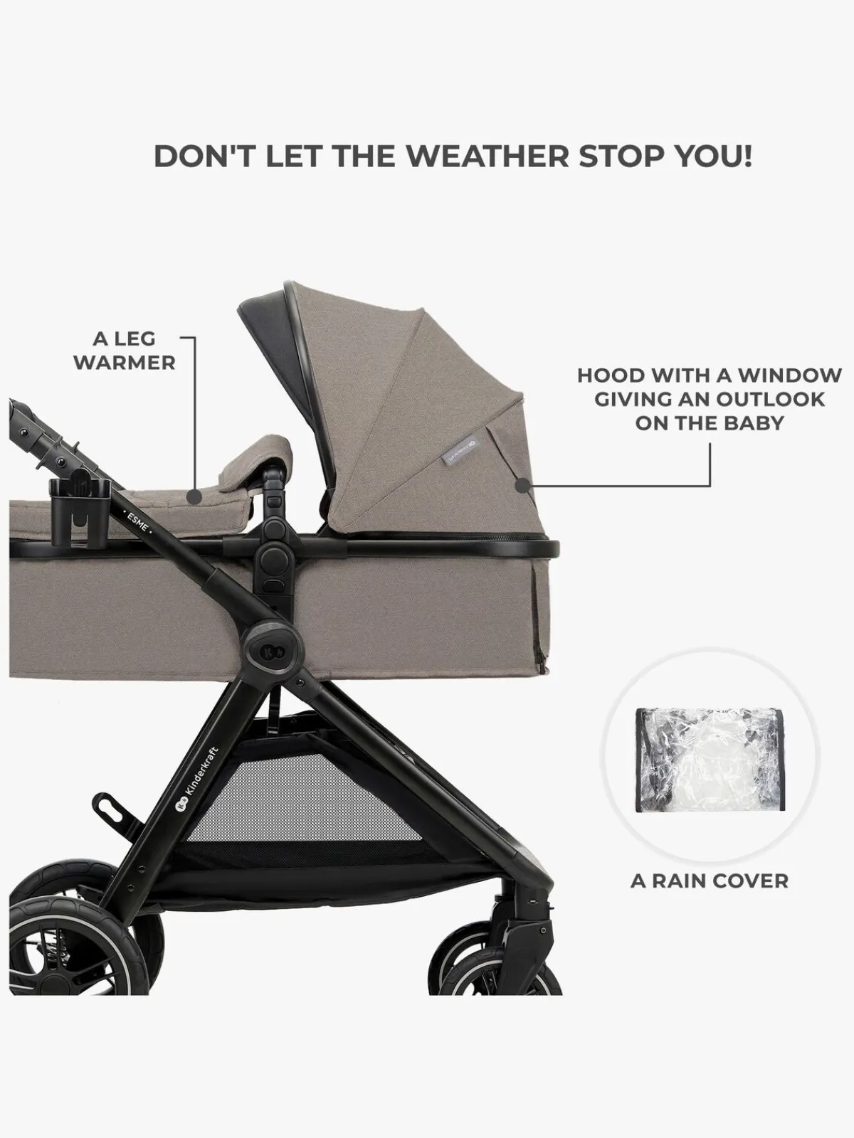 Kinderkraft ESME 2-in-1 Duovogn, Sand