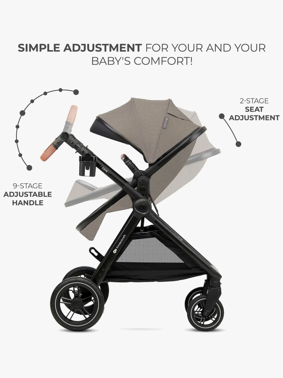 Kinderkraft ESME 2-in-1 Duovogn, Sand