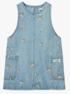 Børn Liewood Angelica Denim Kjole, Peach/Light Blue Denim