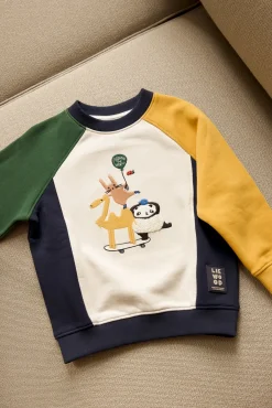 Børn Liewood Overdele></noscript>Aude Placement Sweatshirt, Friends / Sandy / Classic Navy Multi Mix