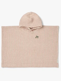 Liewood Uv & Strand*Paco Badeponcho Stripe, Tuscany Rose/ Creme de la Creme Rød