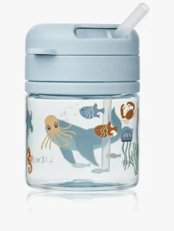 Liewood Spisetid*Pavia Tritan Sugerørskop 280 ml, Sea Creature/Sandy Blå