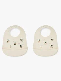 Liewood Spisetid*Tilda Hagesmæk med Tryk Silikone 2-pak, Peach/Sea Shell