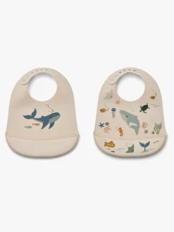 Liewood Spisetid*Tilda Hagesmæk med Tryk 2-pak, Sea Creature/Sandy Beige