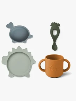 Liewood Spisetid>Vivi Dino Spisesæt Silikone, Blue Multi