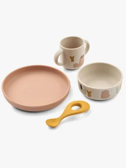 Liewood Spisetid*Vivi Mønstret Spisesæt, Cats & Dogs/Sandy