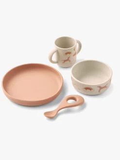 Liewood Vivi Mønstret Spisesæt Silikone, Dream/Ecru