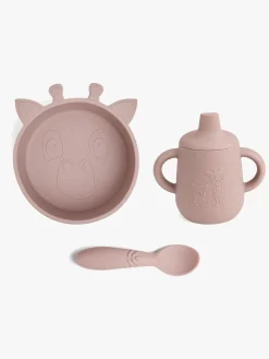 nuuroo Spisetid*Elias Giraf Tallerkensæt 3-pak Silikone, Woodrose Lyserød