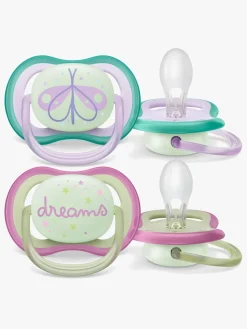 PhilipsAvent Sutter & Suttesnore>Philips Avent Ultra Air Night Sutter 2-Pak 0-6m, Grøn/Lilla