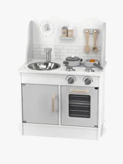 PolarB Rolleleg*Legekøkken med Tilbehør, Hvid/Grå Grå/Hvid