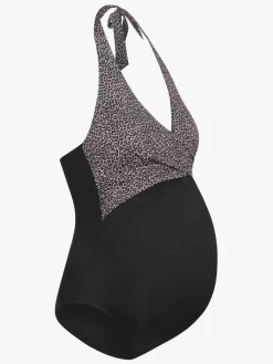 Saltabad Tøj Til Mor*Wilma Graviditetsbadedragt, Grå/Sort Leo