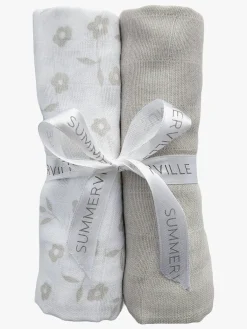 Summerville Organic Tæppe/ Stofble i Musselin 2-pak Øko, Petal/Silver Grey