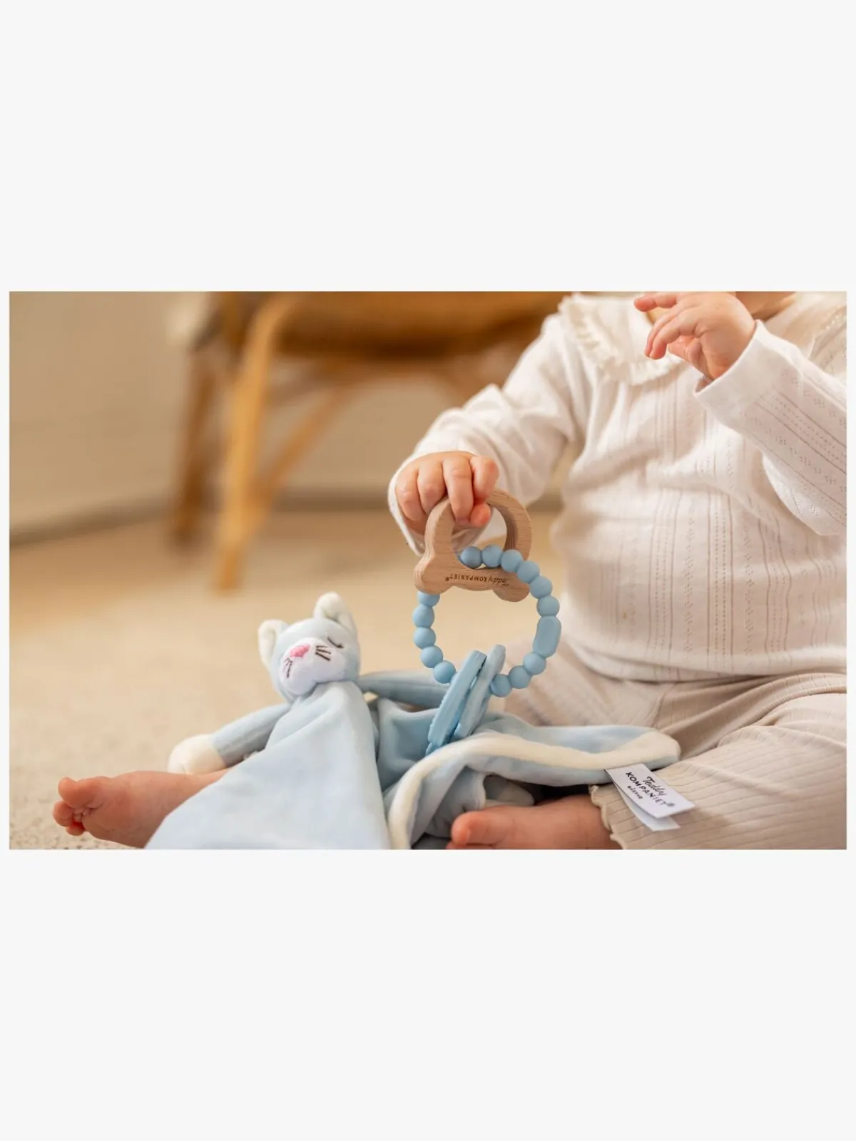 Teddykompaniet Babylegetøj* Silikone & træ Bidering, Teal