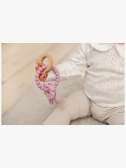 Teddykompaniet Babylegetøj* Silikone & træ Bidering, Foggy Pink