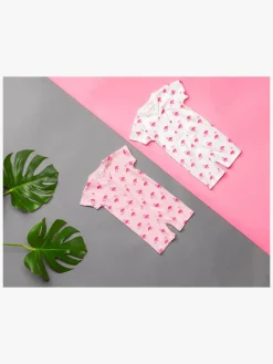 Børn TinyTreasure Heldragter>Tiny Treasure Summer Heldragt 2-pak, White/Flamingo