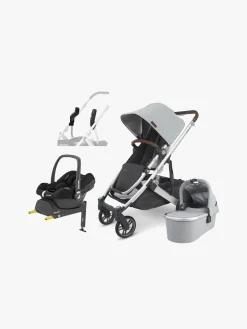 UPPAbaby Autostole 0-13 Kg|Vognpakker*CRUZ V2 Duovogn inkl. Maxi-Cosi CabrioFix i-Size Autostol Baby & Base, Stella Grey